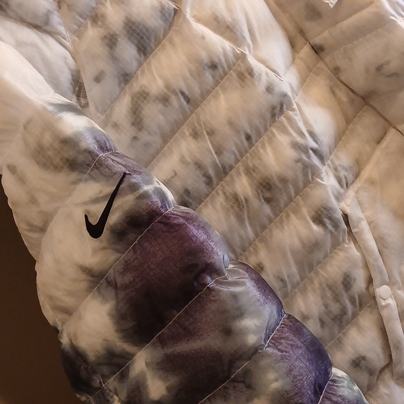 Insulated,Nike Stussy, Women's Blue and White Puffer Pull Over Jacket Sz.L - Picture 8 of 15